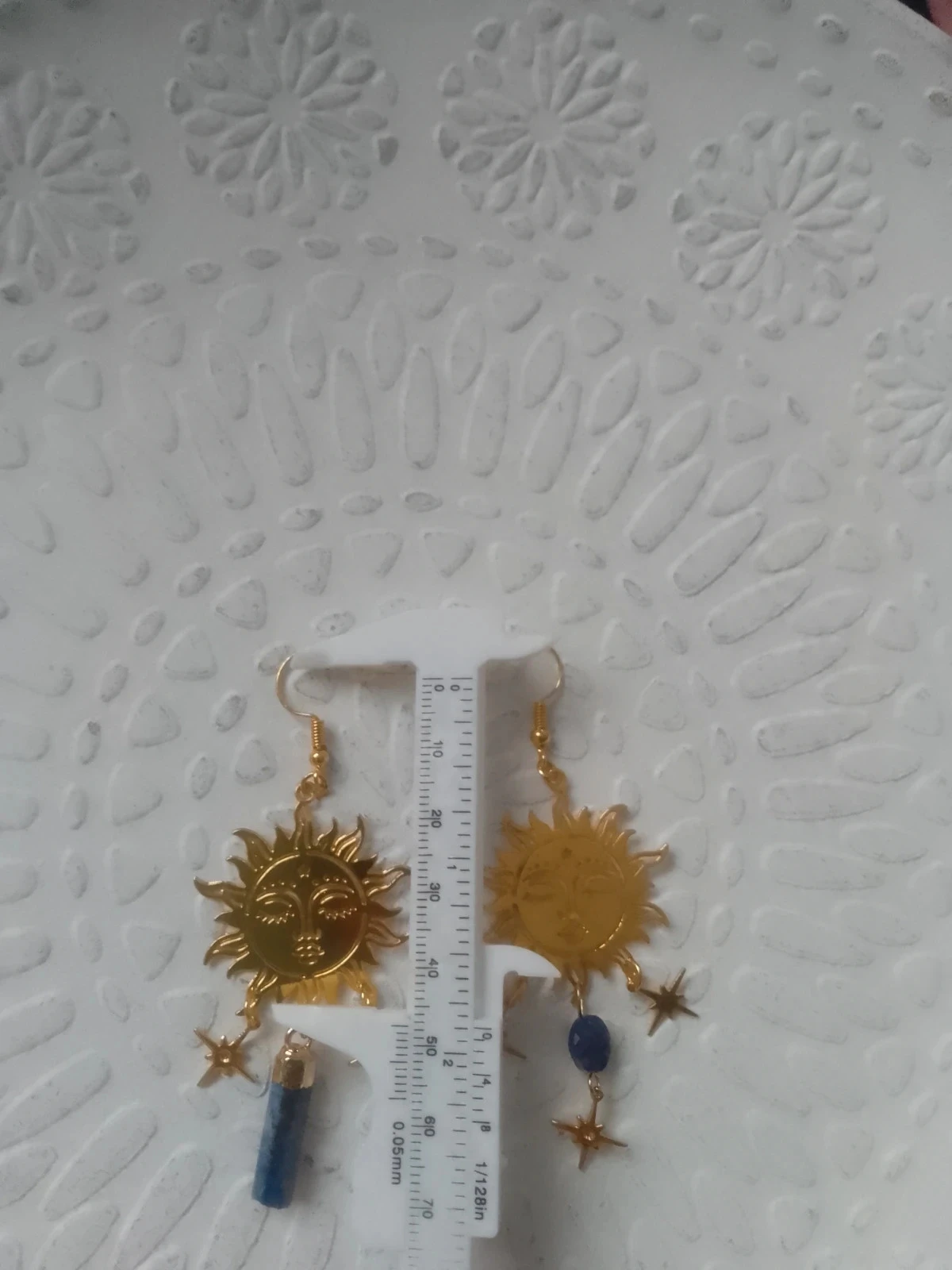Bohemian sun earrings with natural stones – photo 2